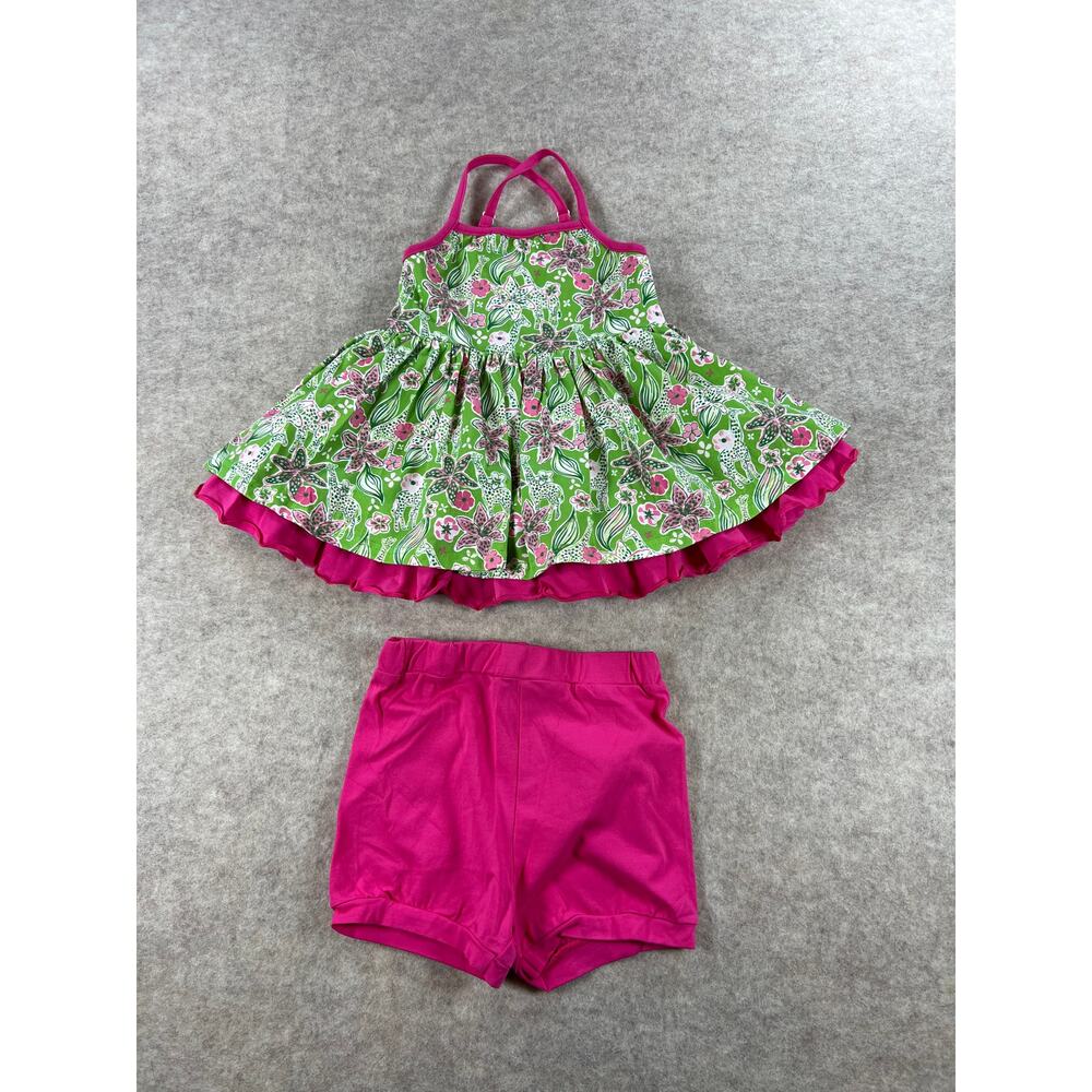 Smocked Sweets Bright Pink Green Giraffe Playset Size 4T NEW